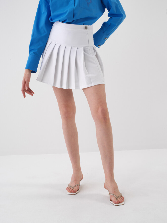 Beyaz Regular Fit Pamuklu Etek - Xint