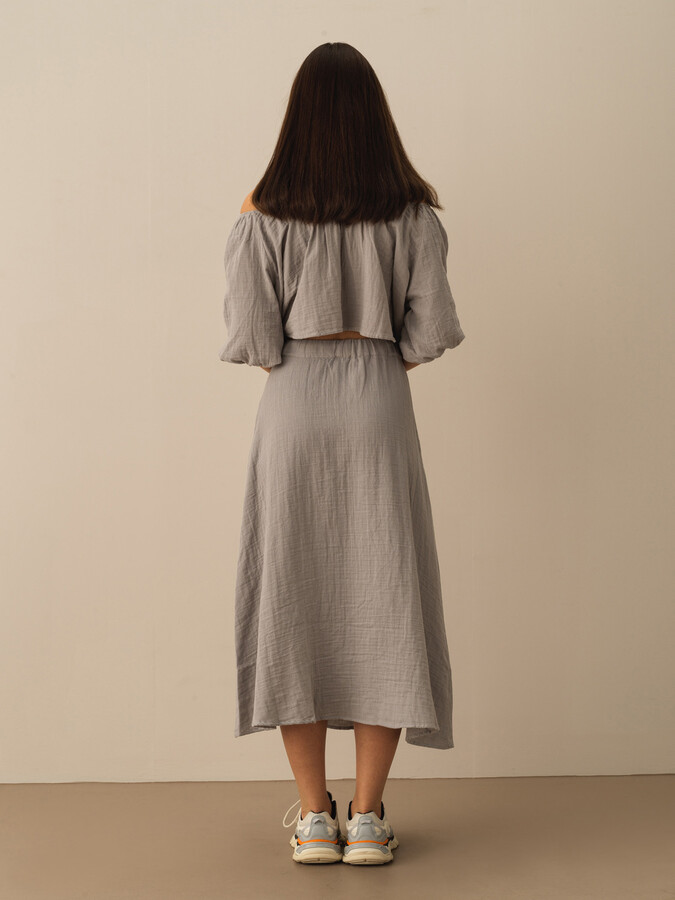 Gri Regular Fit Pamuklu Etek - Xint