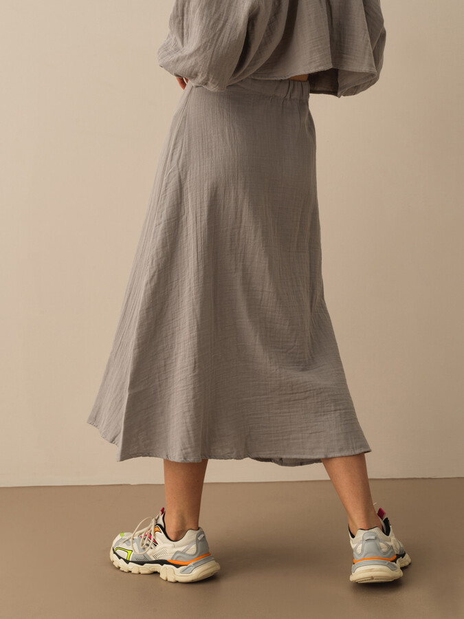 Gri Regular Fit Pamuklu Etek - Xint