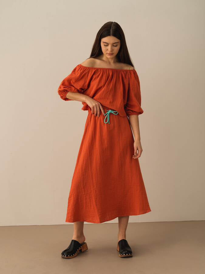 Kiremit Rengi Regular Fit Pamuklu Etek - Xint