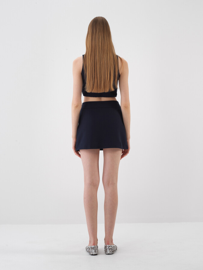 Lacivert Regular Fit Pamuklu Etek - Xint