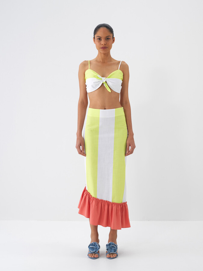 Yeşil Regular Fit Pamuklu Etek - Xint