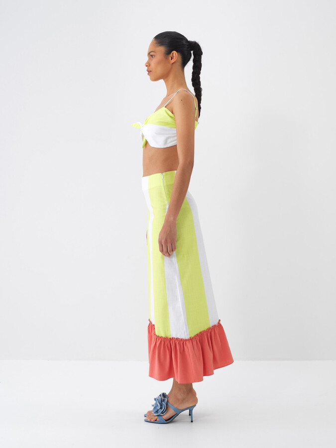 Yeşil Regular Fit Pamuklu Etek - Xint