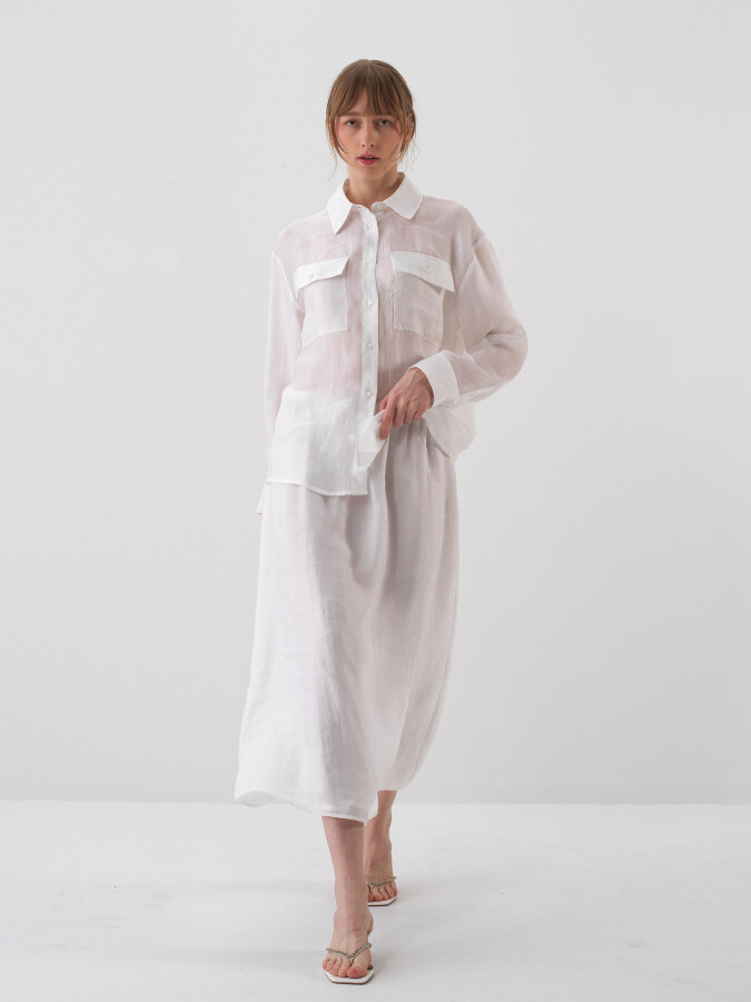 Beyaz Oversize Gömlek - Xint