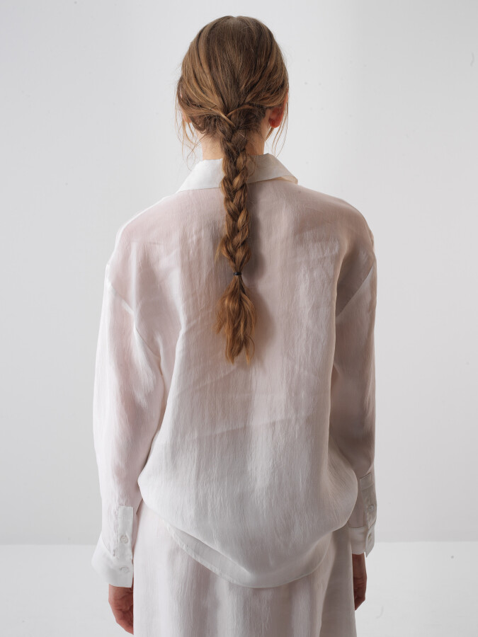 Beyaz Oversize Gömlek - Xint