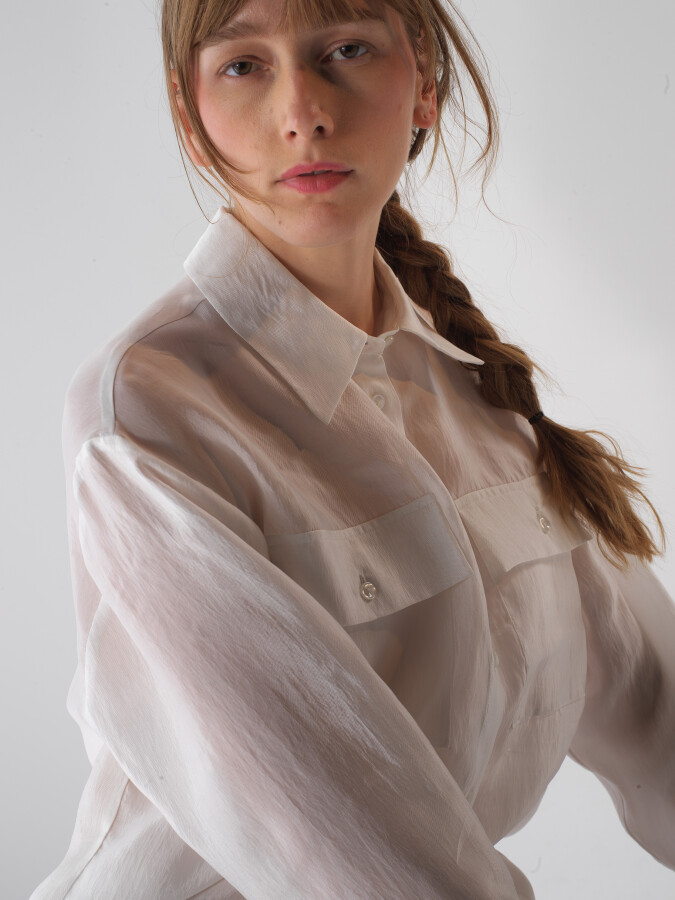 Beyaz Oversize Gömlek - Xint