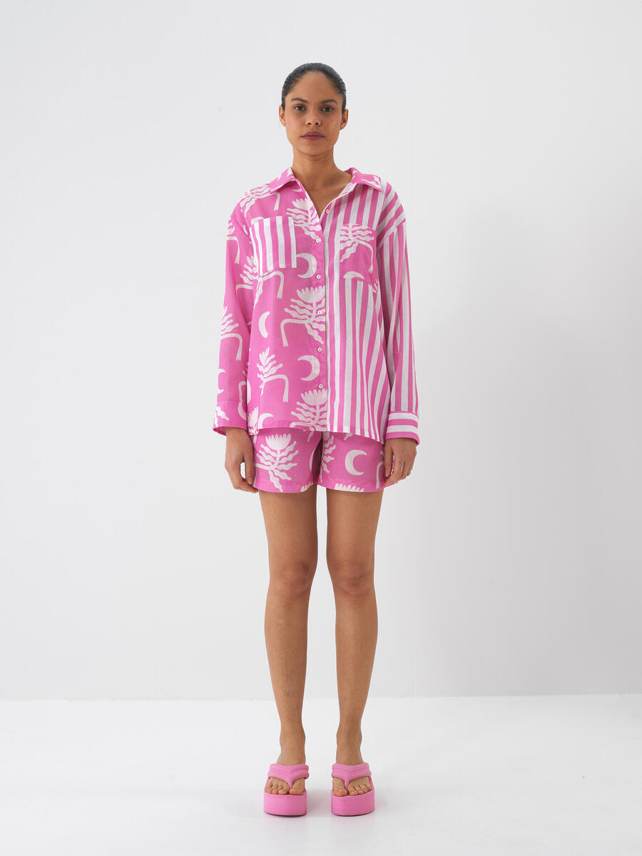 Pembe Oversize Gömlek - 2