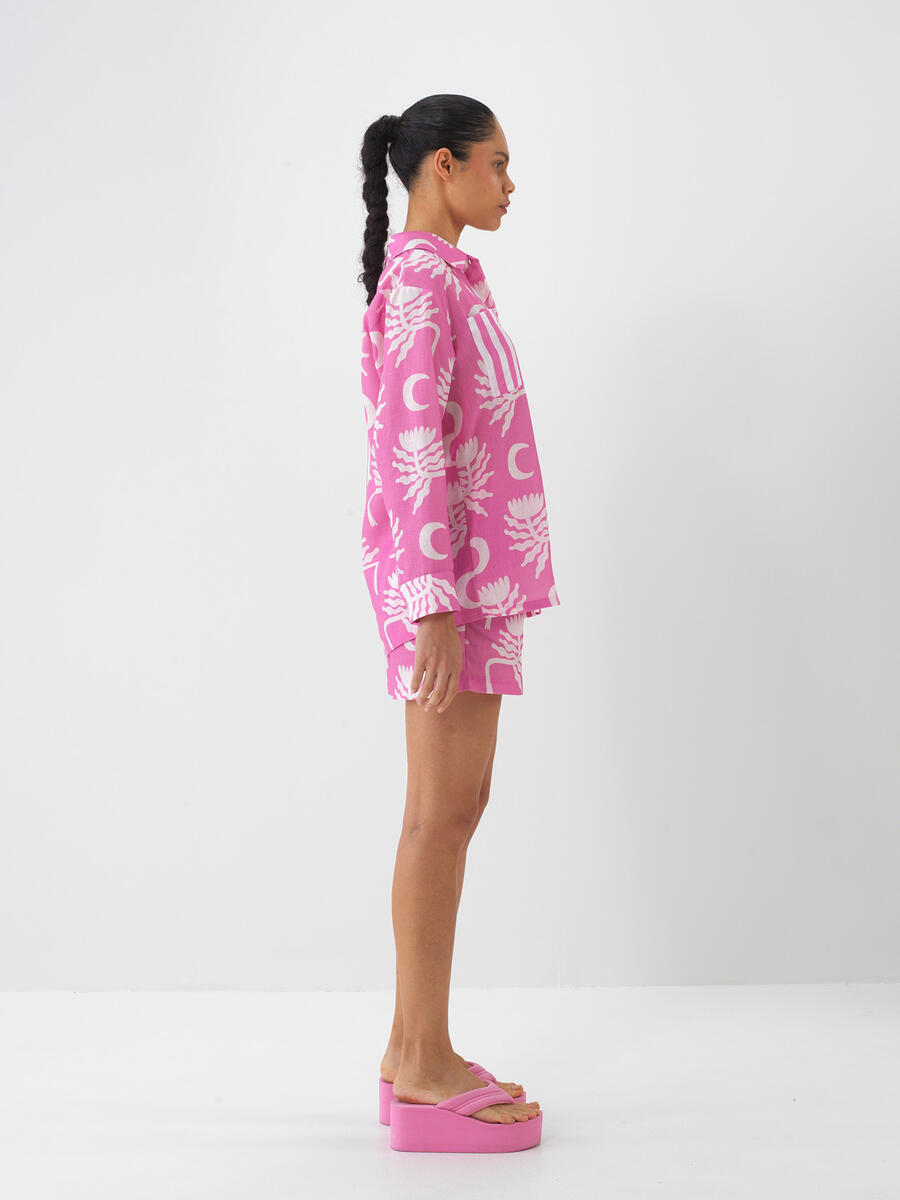Pembe Oversize Gömlek - 3