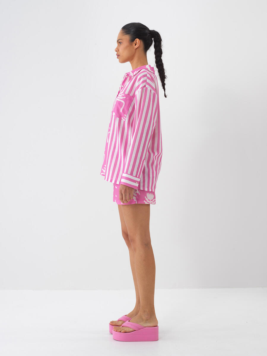 Pembe Oversize Gömlek - 4