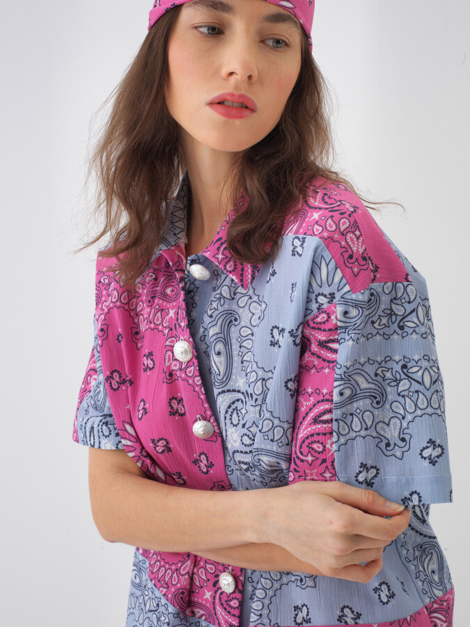 Pembe Oversize Pamuklu Gömlek - Xint