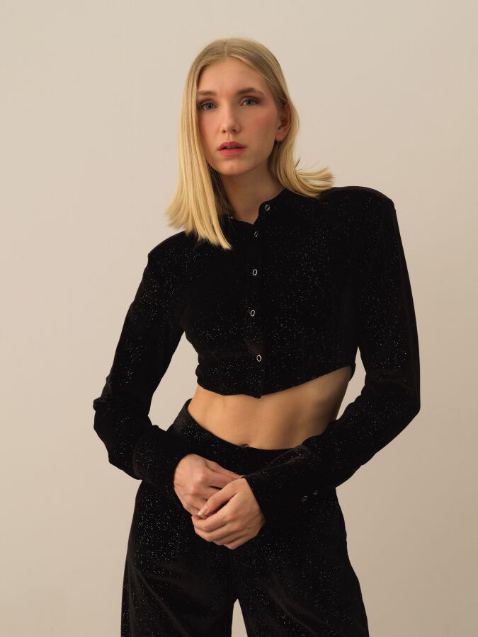 Siyah Esnek Dokulu Regular Fit Gömlek - Xint