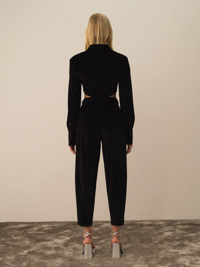 Siyah Esnek Dokulu Regular Fit Gömlek - Xint