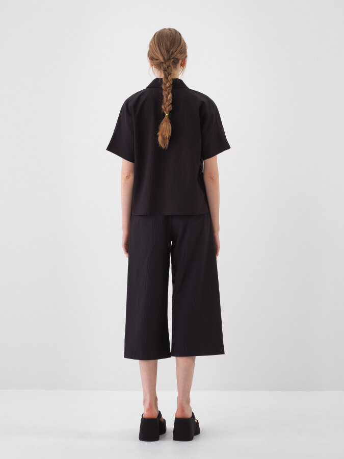 Siyah Oversize Pamuklu Gömlek - Xint