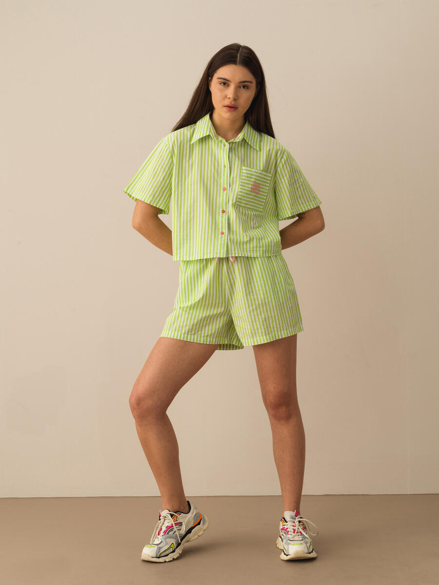 Yeşil Oversize Pamuklu Gömlek - 2