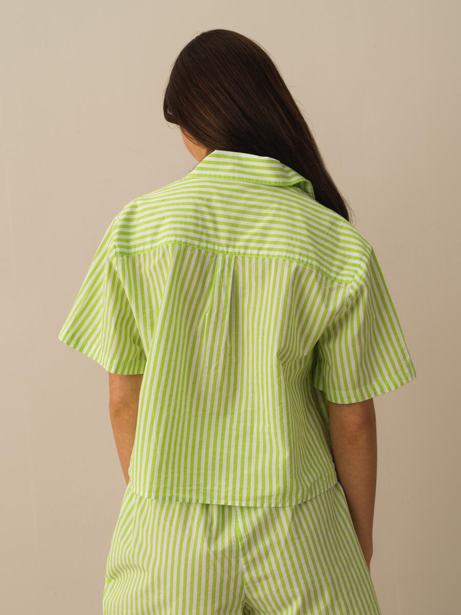 Yeşil Oversize Pamuklu Gömlek - 3