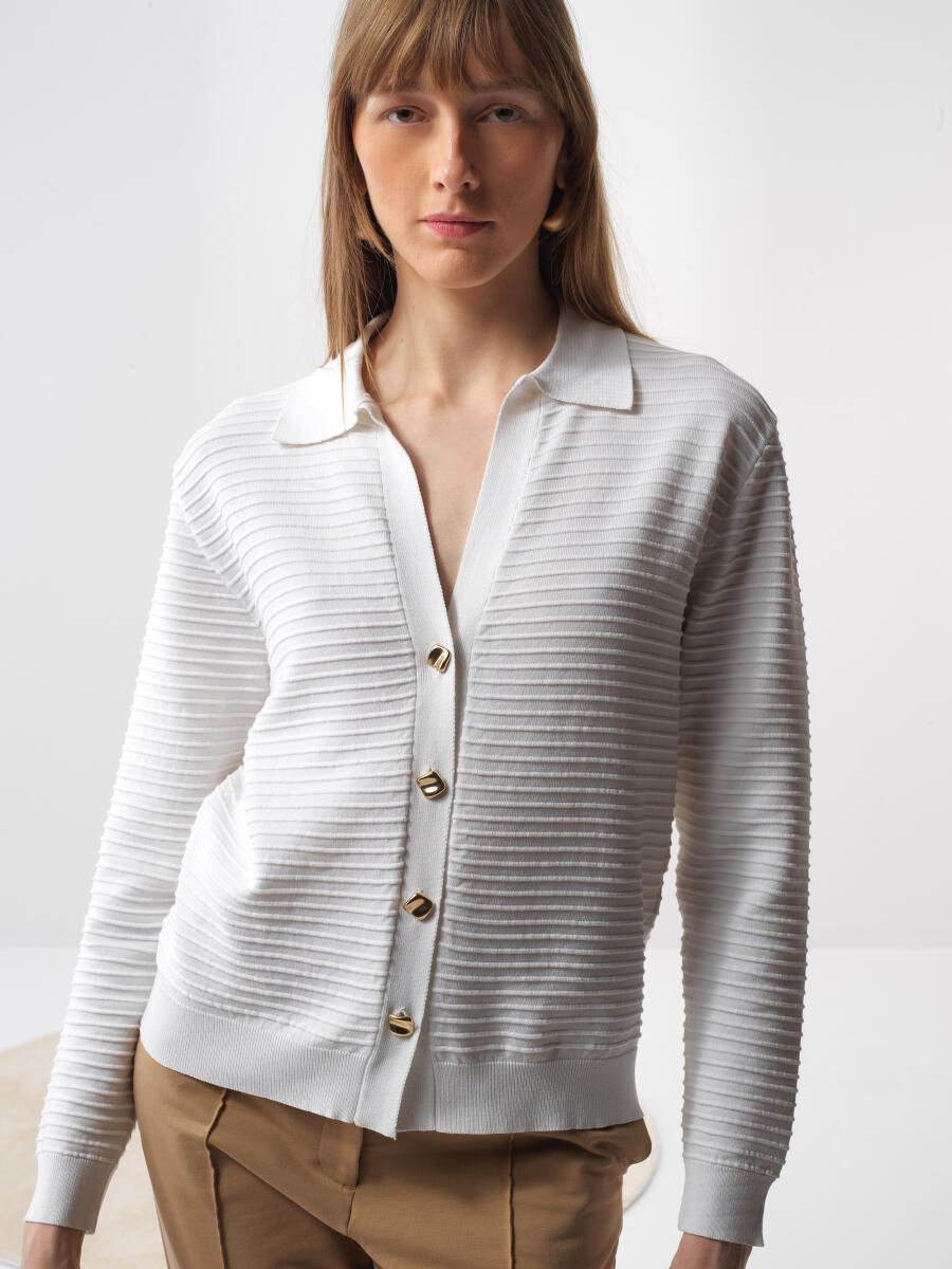 Beyaz Oversize Hırka