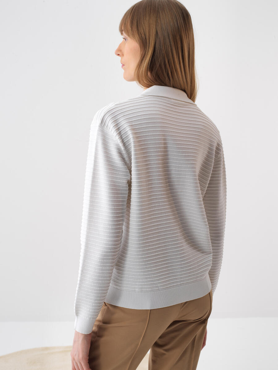 Beyaz Oversize Hırka - 4