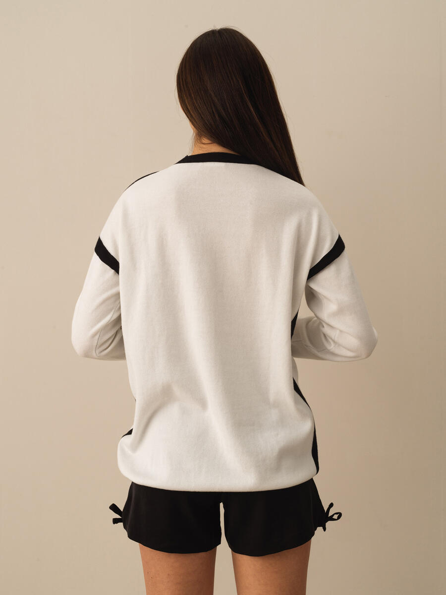Beyaz Regular Fit Pamuklu Hırka - 3