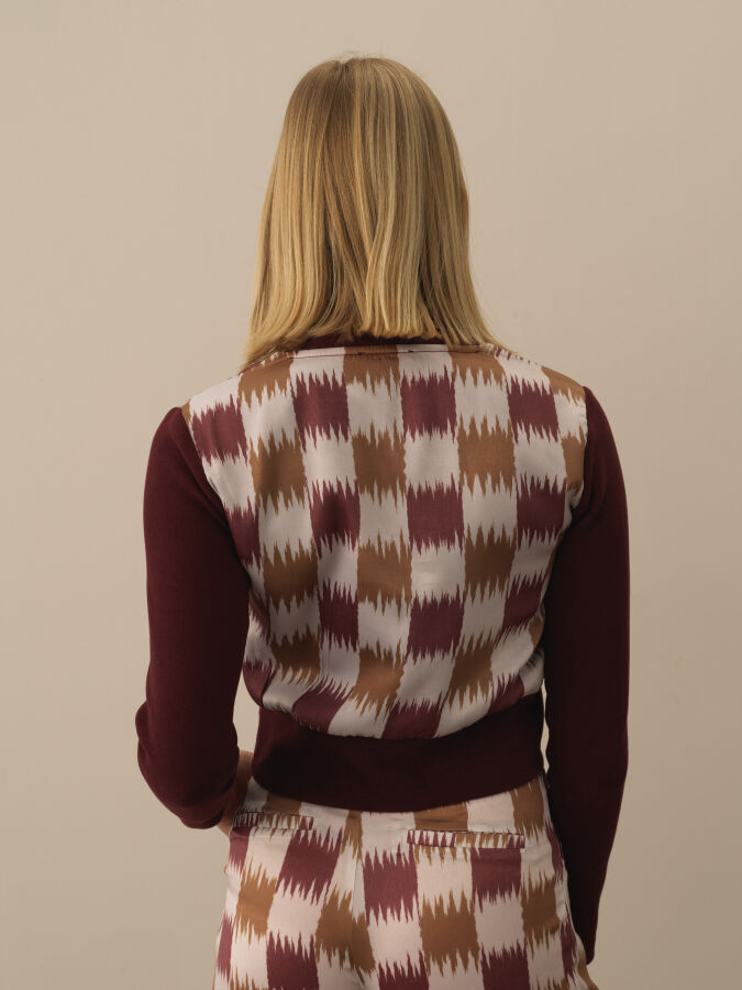 Bordo Pamuk Dokulu Regular Fit Hırka - Xint