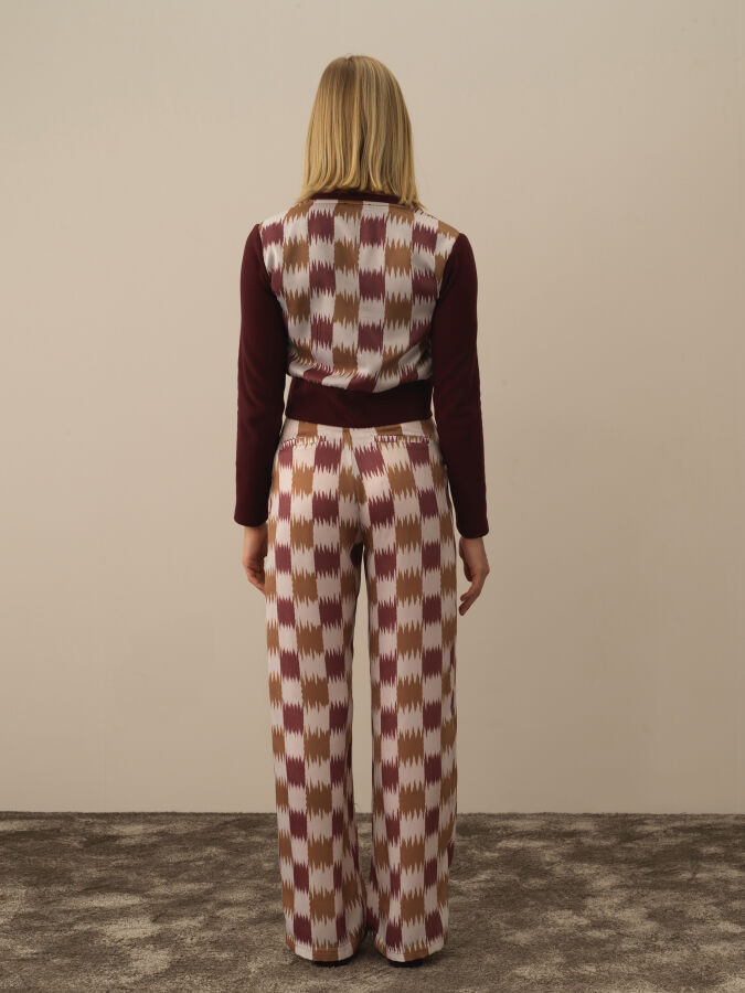 Bordo Pamuk Dokulu Regular Fit Hırka - Xint