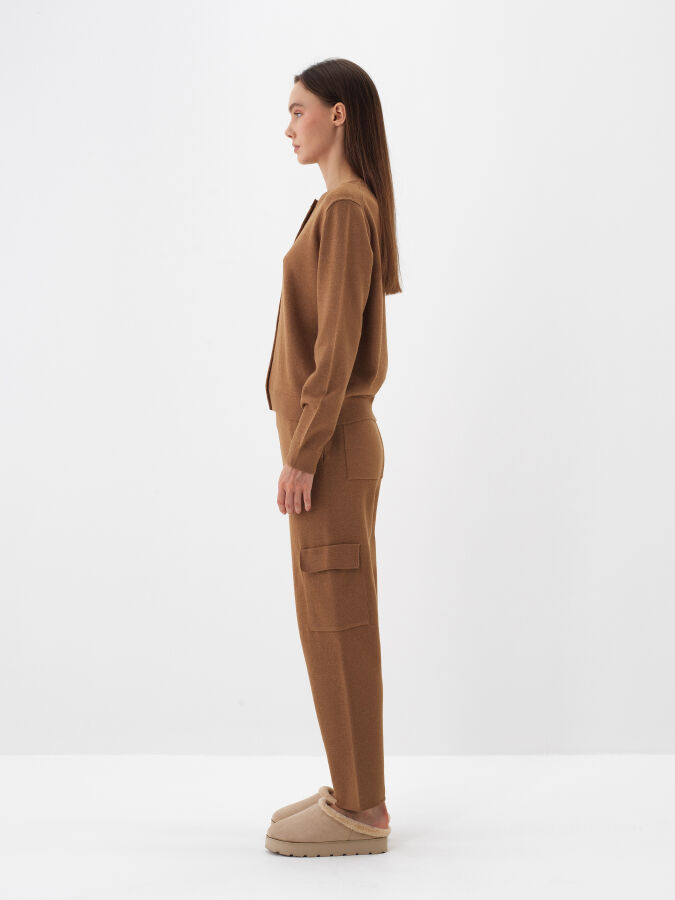 Camel Doğal Yün Dokulu Regular Fit Hırka - Xint