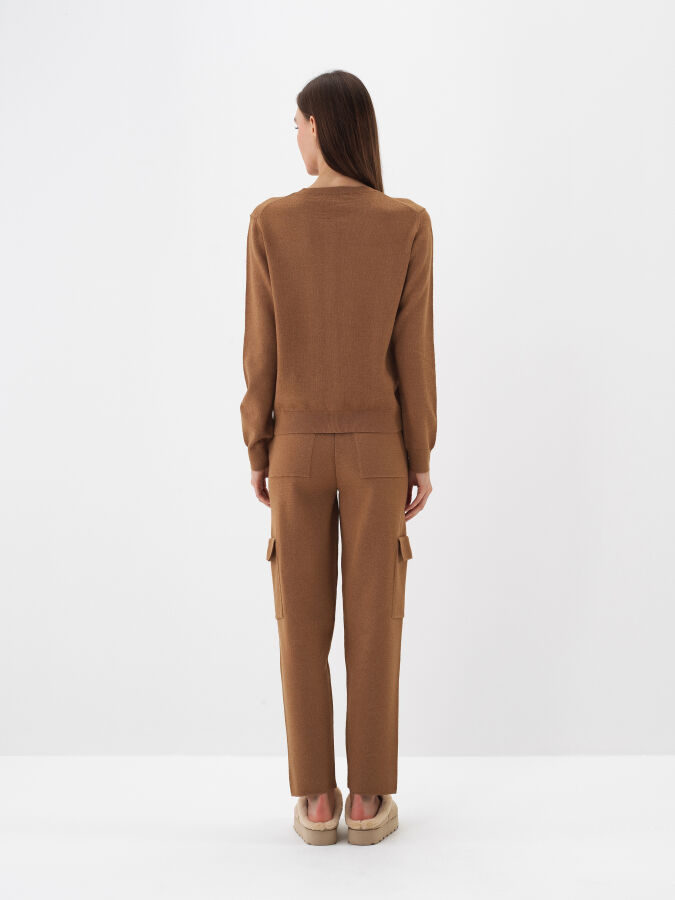 Camel Doğal Yün Dokulu Regular Fit Hırka - Xint