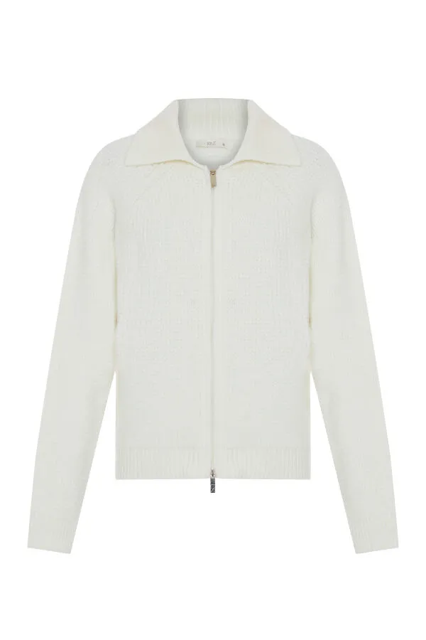 Ekru Yumuşak Dokulu Oversize Hırka - Xint