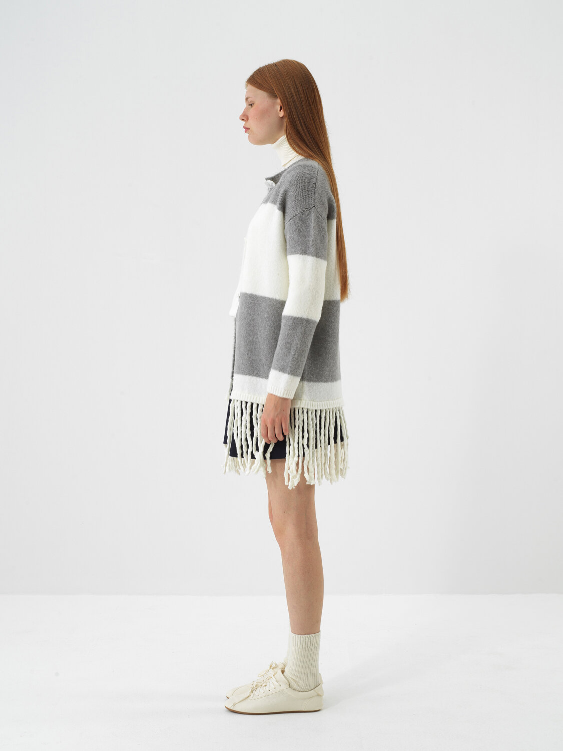 Ekru Yumuşak Dokulu Oversize Hırka - Xint