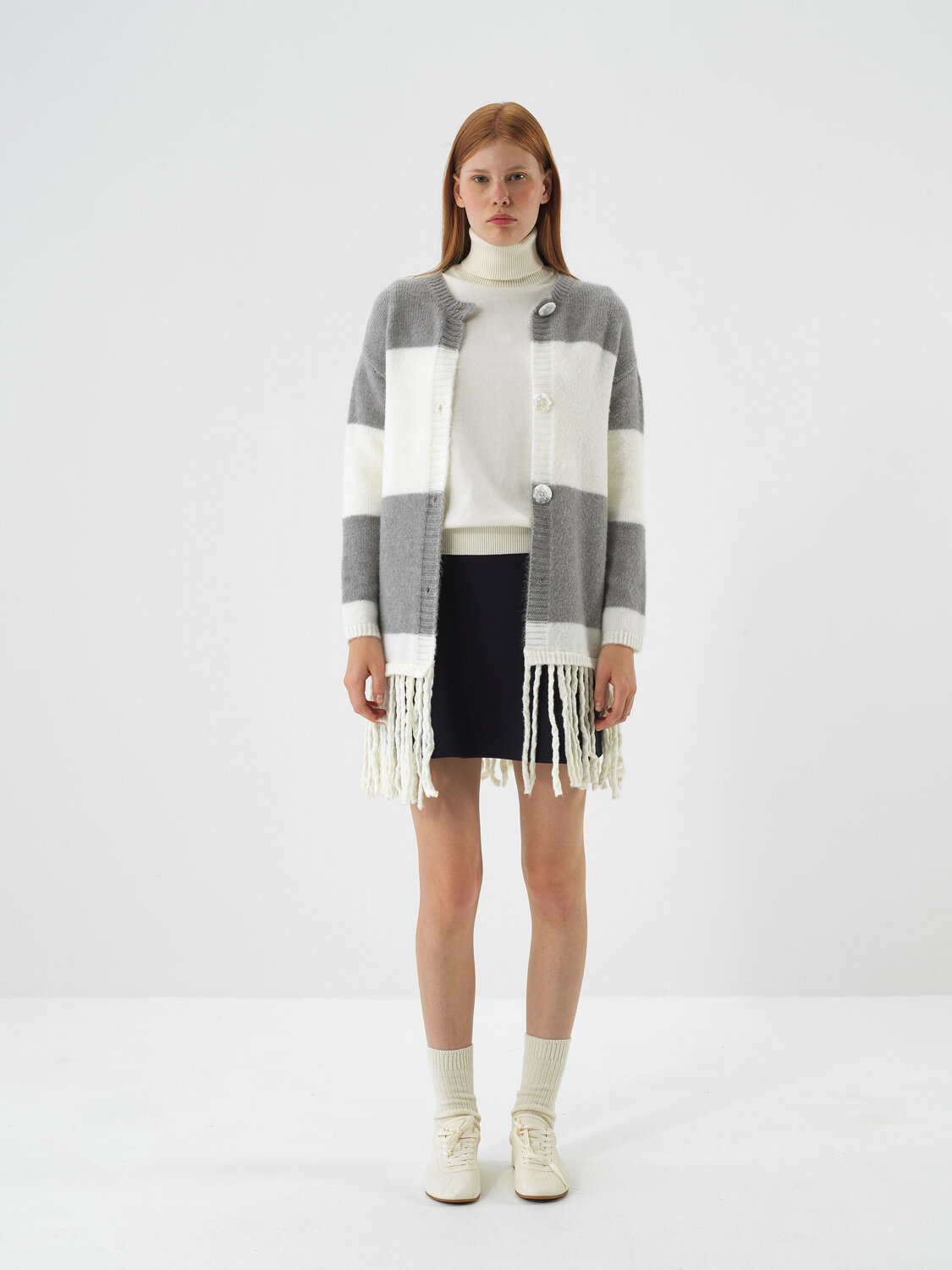 Ekru Yumuşak Dokulu Oversize Hırka - Xint