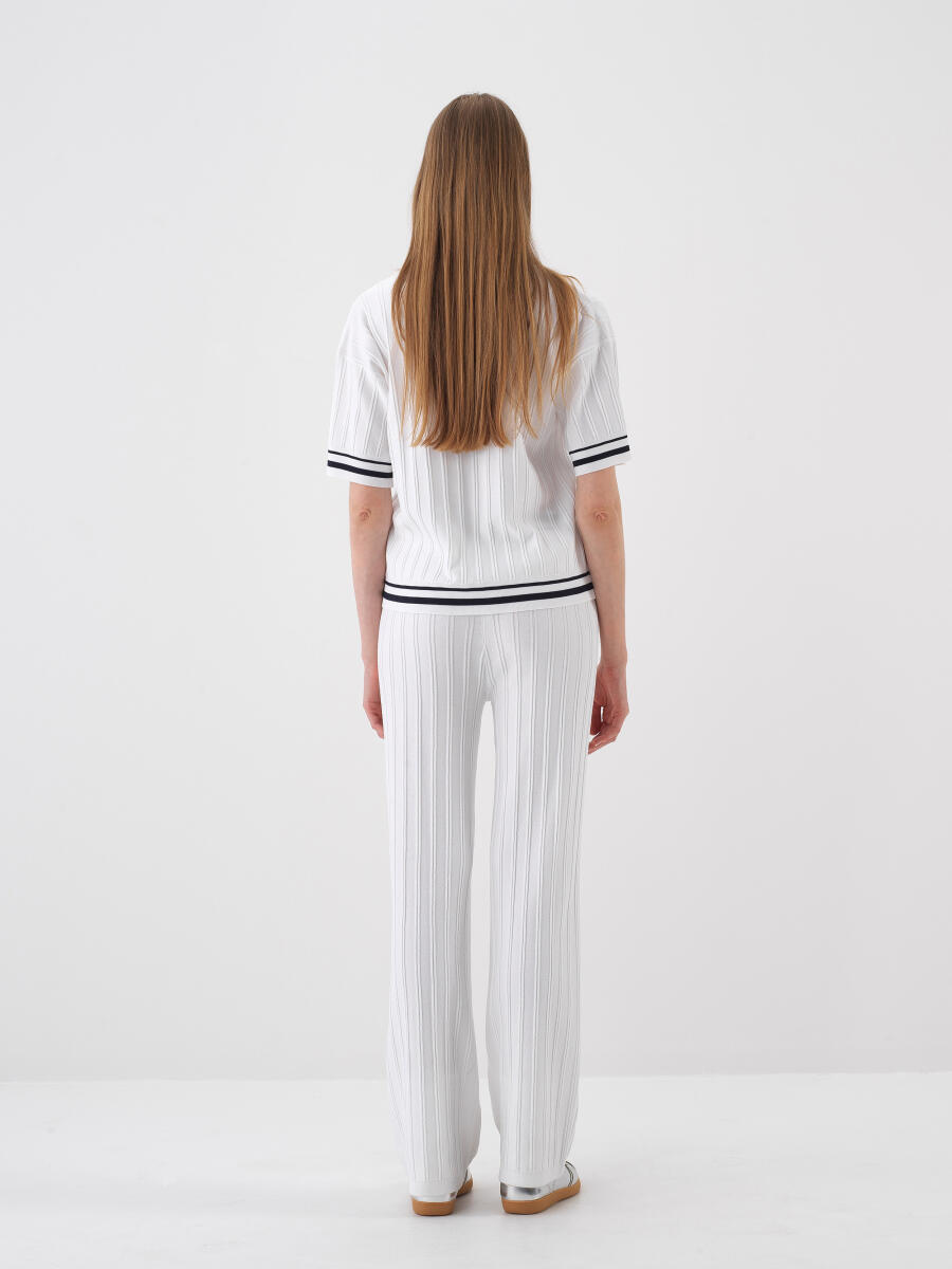 Beyaz Oversize Polo Yaka Kazak - 5