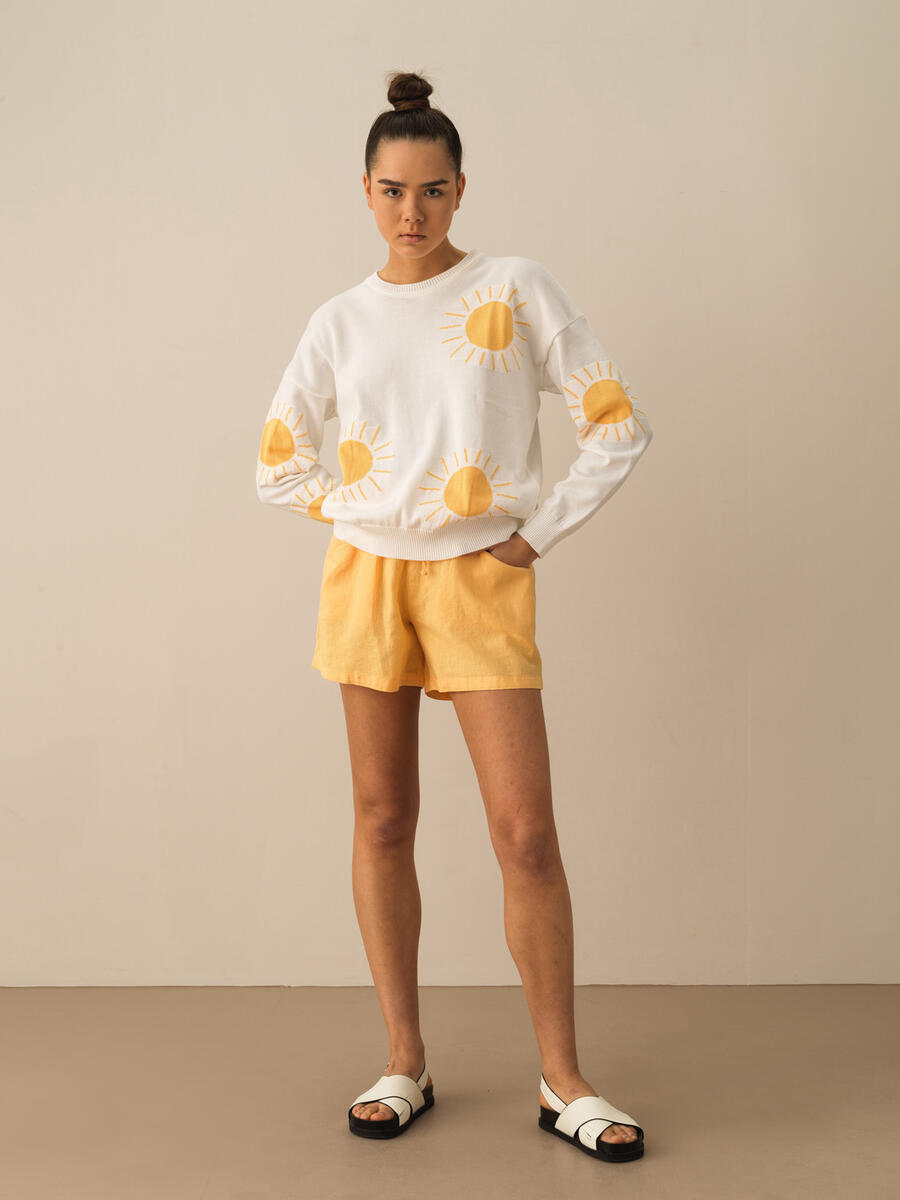 Beyaz Regular Fit Pamuklu Kazak - 3