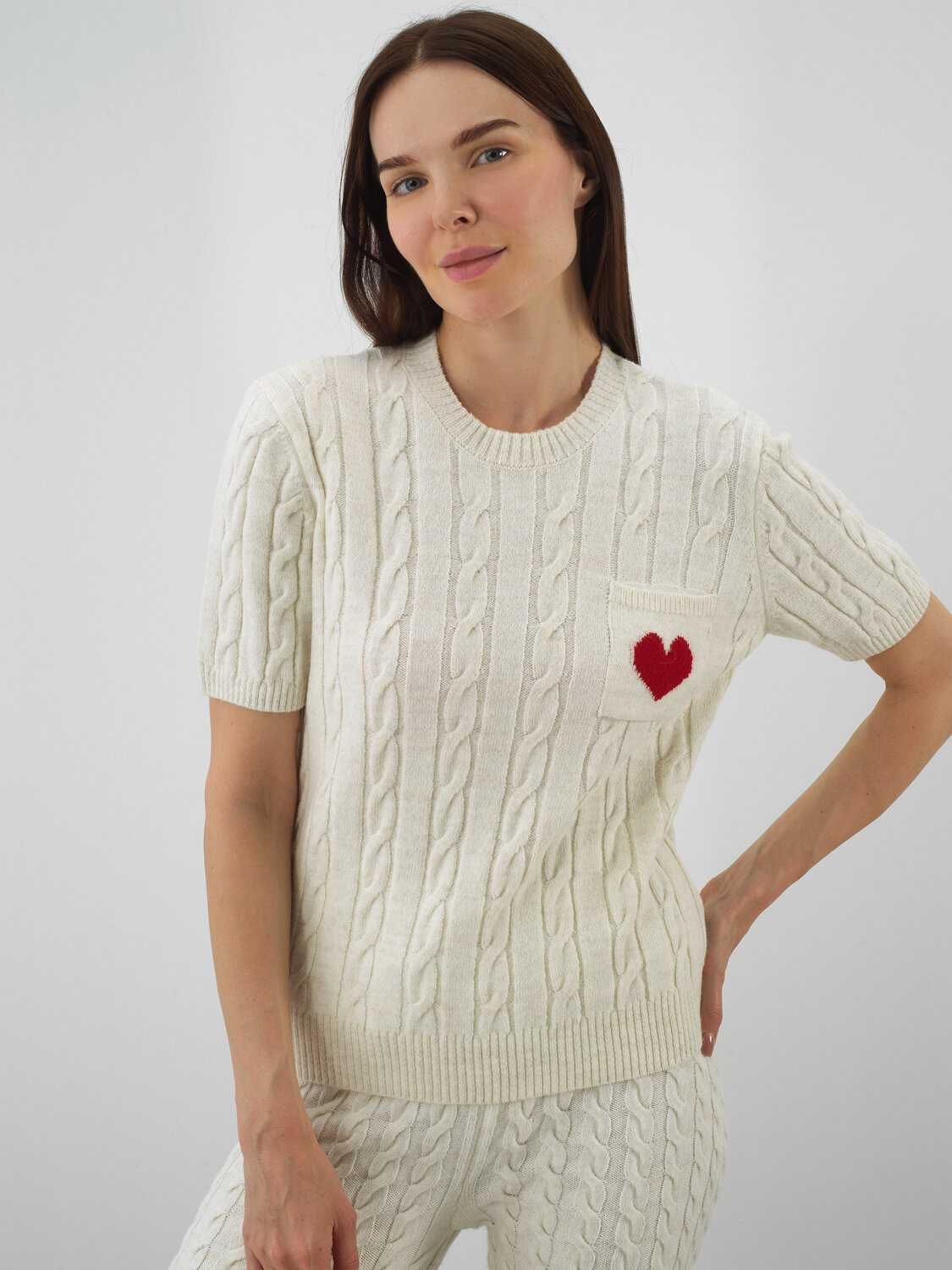 Ekru Doğal Yün Dokulu Regular Fit Kazak - Xint