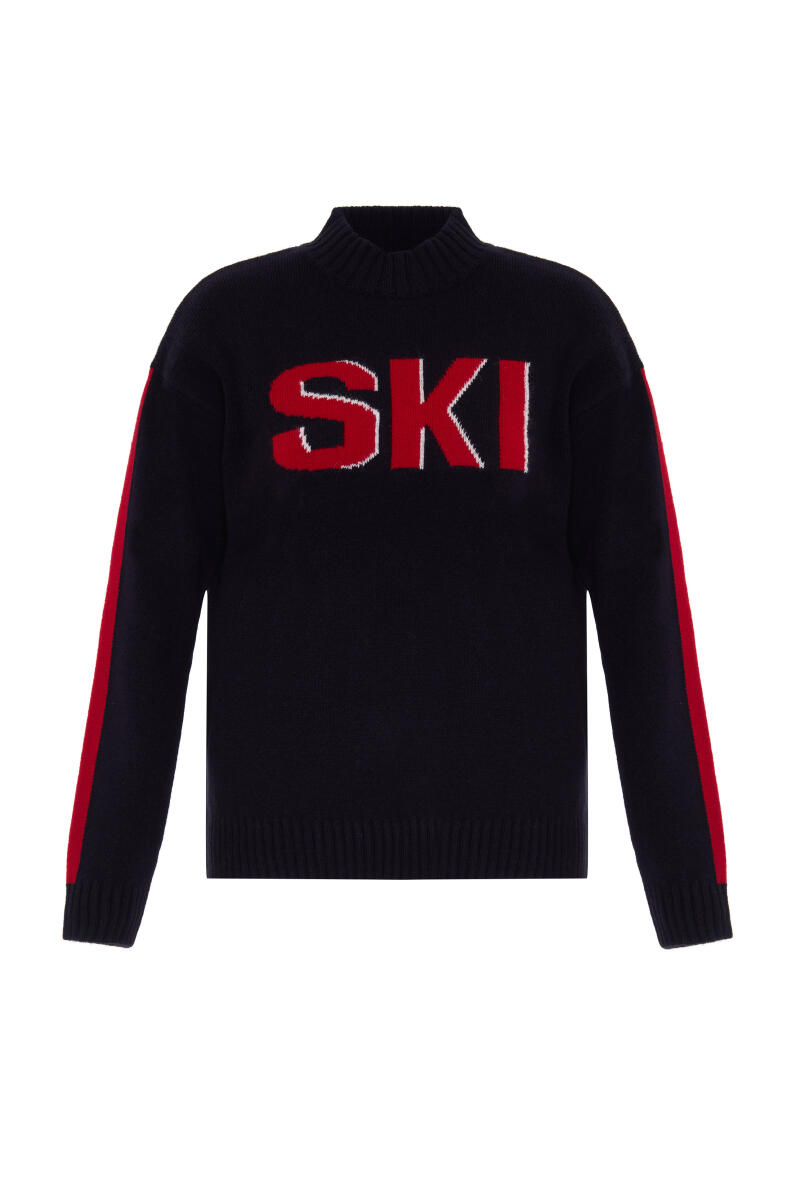 Lacivert Doğal Yün Dokulu Oversize Kazak - 5