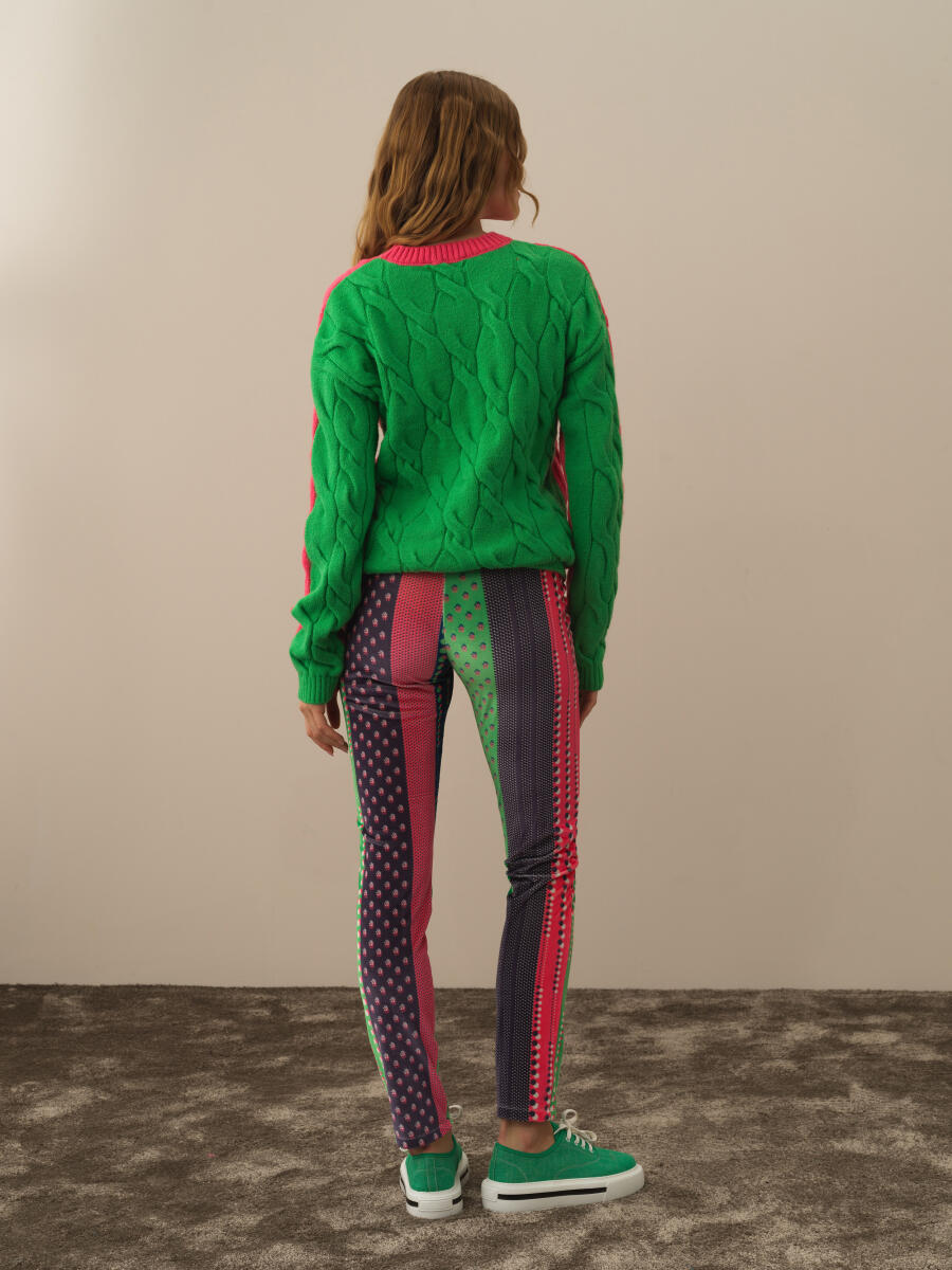 Pembe Doğal Yün Dokulu Oversize Kazak - 4