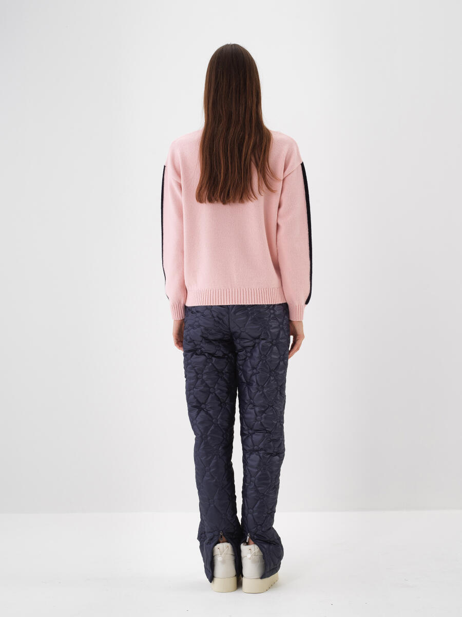 Pembe Doğal Yün Dokulu Oversize Kazak - 4