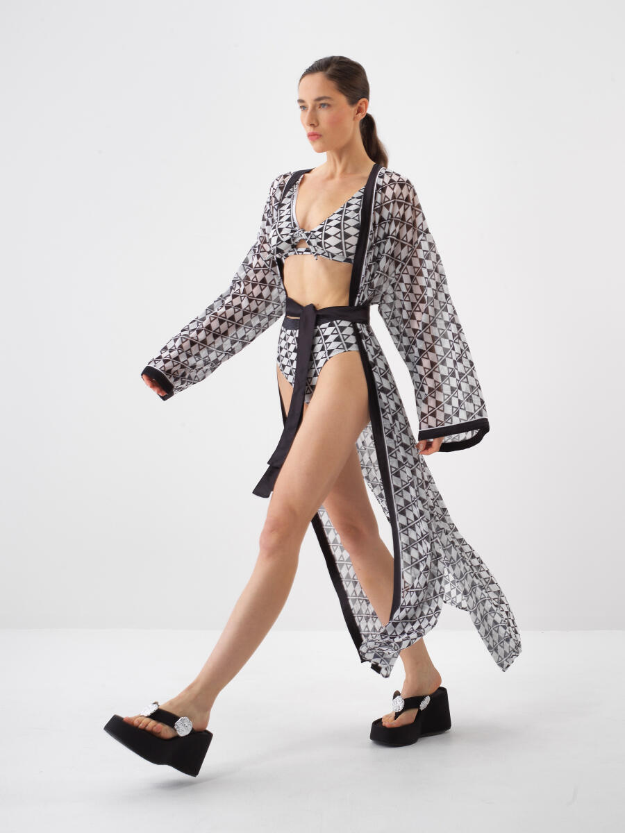 Siyah Oversize Kimono - 3