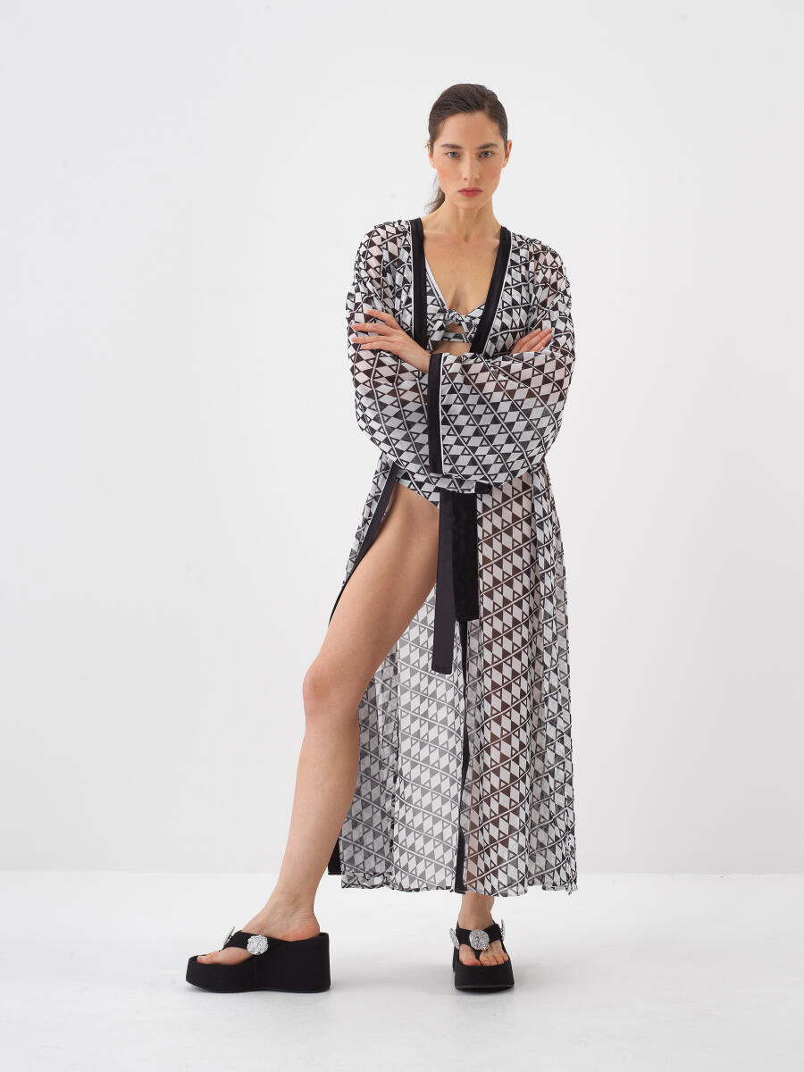 Siyah Oversize Kimono - 5