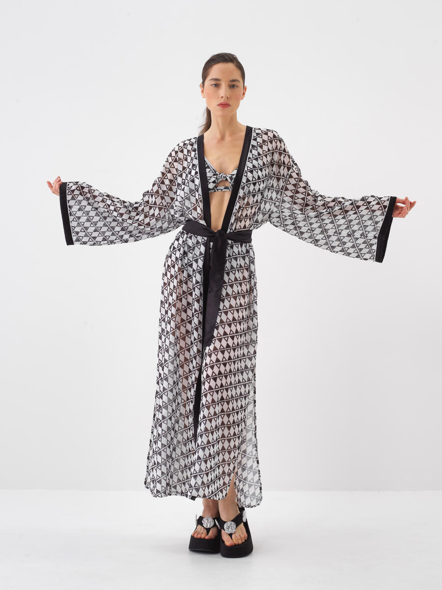 Siyah Oversize Kimono - 4