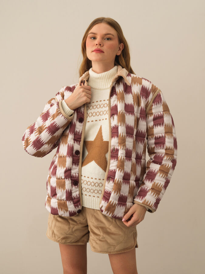 Camel Esnek Dokulu Oversize Mont - Xint