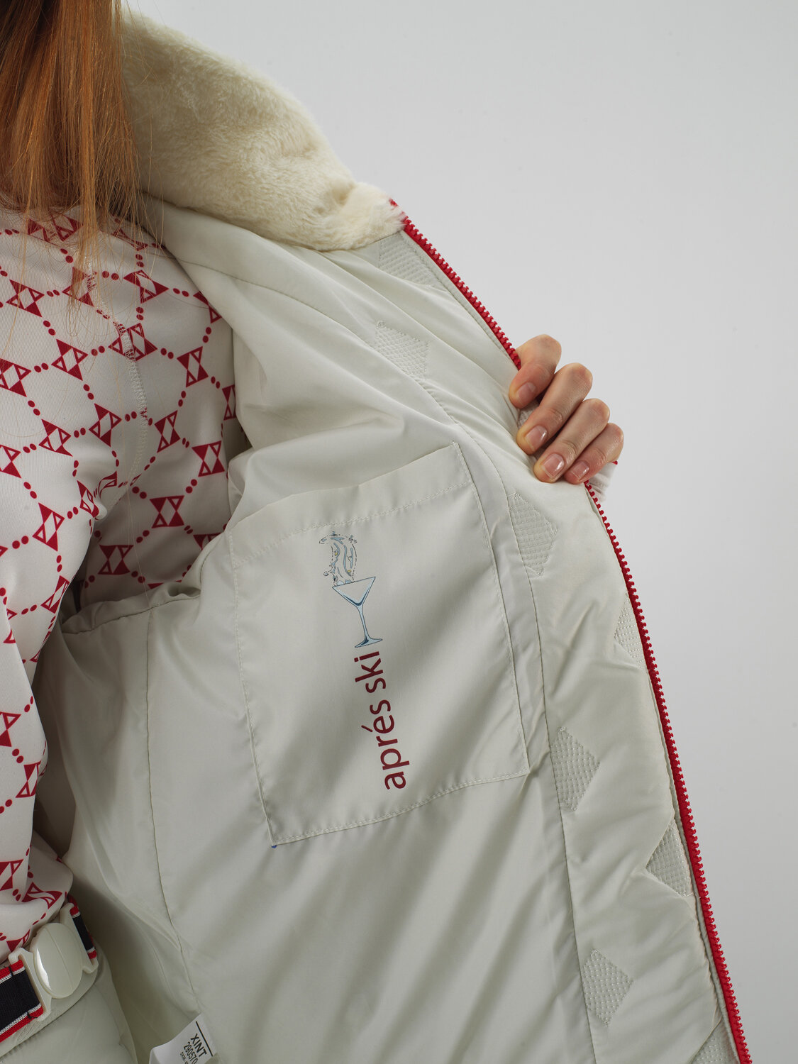 Ekru Kapitone Dokulu Oversize Mont - Xint