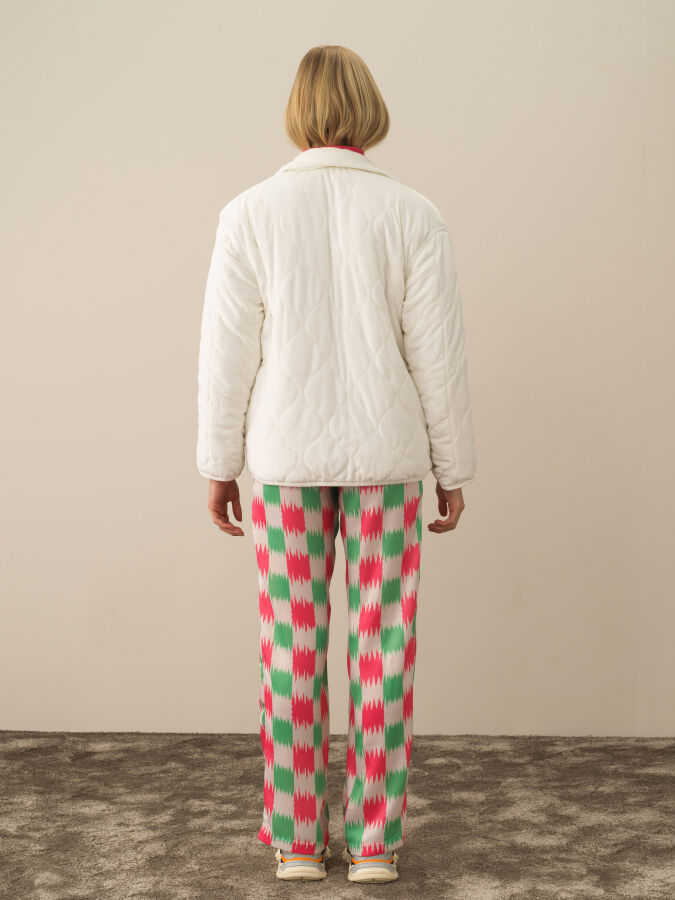 Kırık Beyaz Esnek Dokulu Oversize Mont - Xint