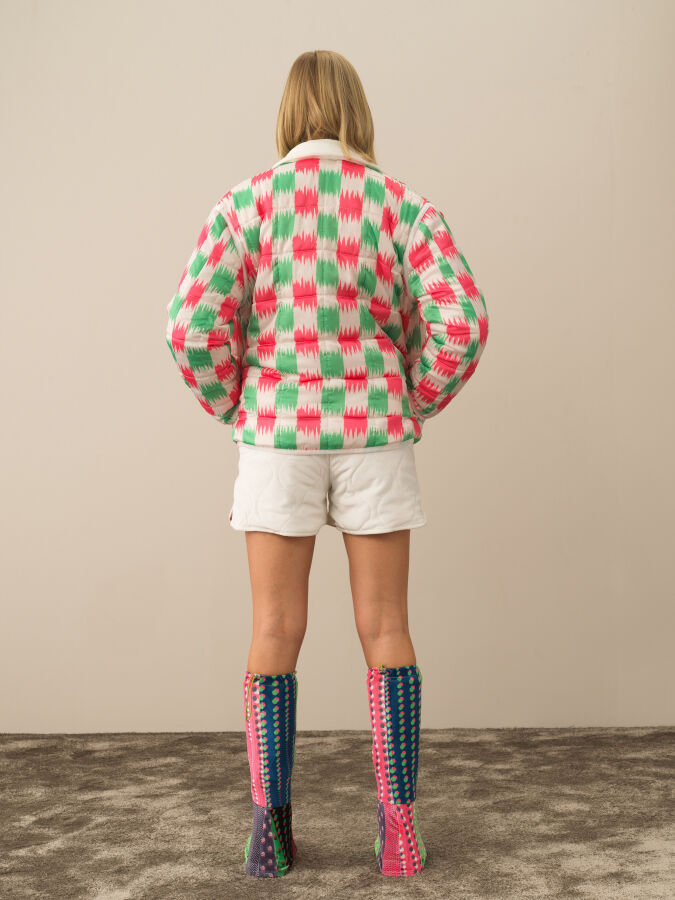 Kırık Beyaz Esnek Dokulu Oversize Mont - Xint