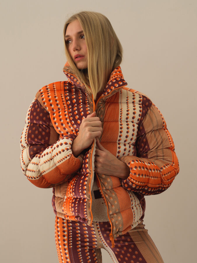 Oranj Esnek Dokulu Oversize Mont - Xint