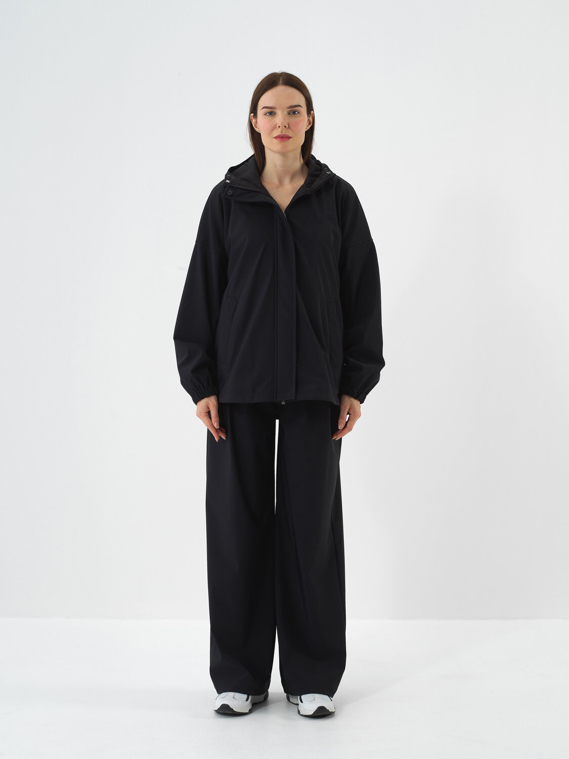 Siyah Esnek Dokulu Oversize Mont - Xint