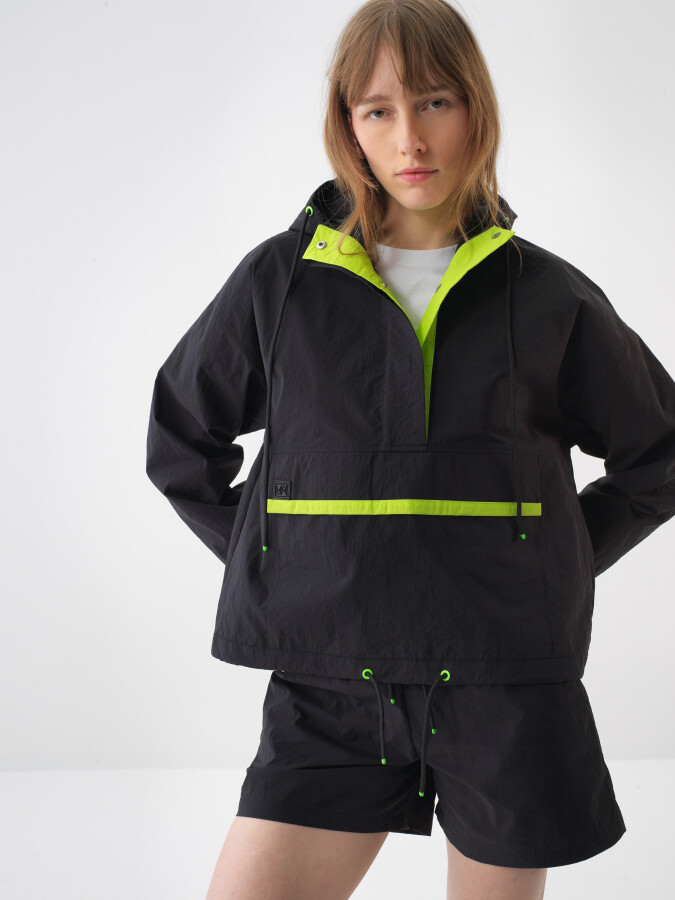 Siyah Oversize Mont - Xint