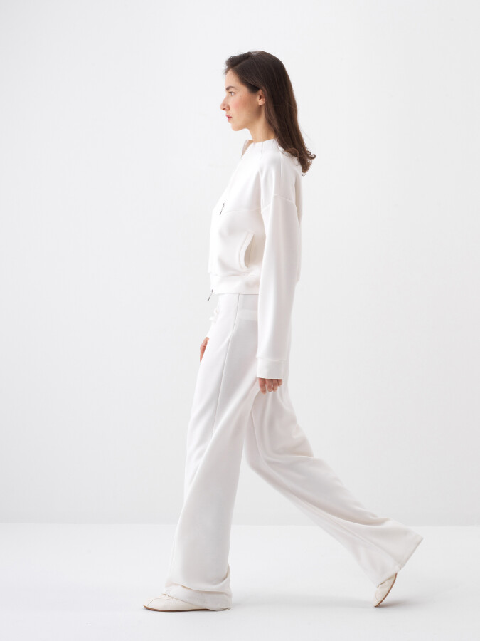 Beyaz Oversize Modal Pantolon - Xint