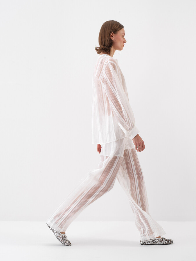 Beyaz Oversize Pantolon - Xint