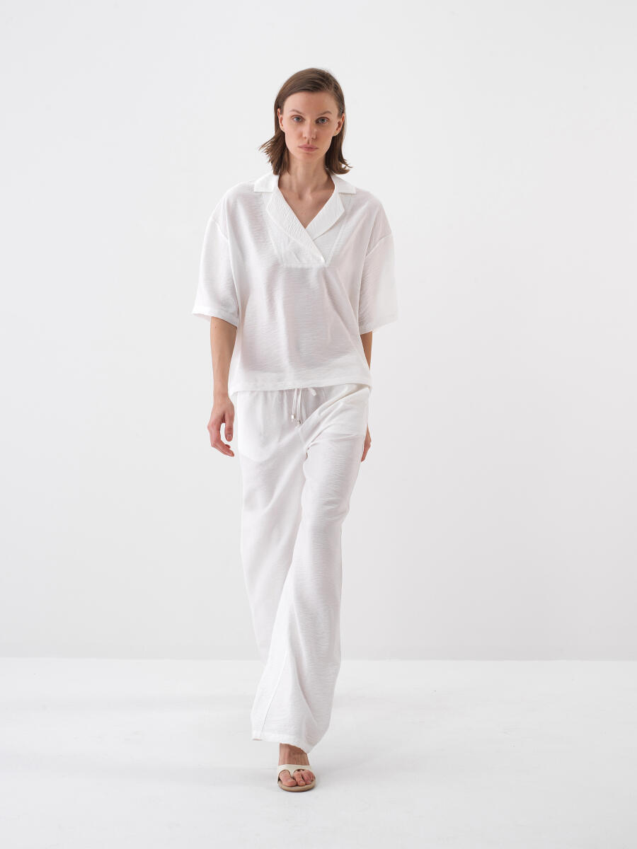 Beyaz Oversize Pantolon - 2