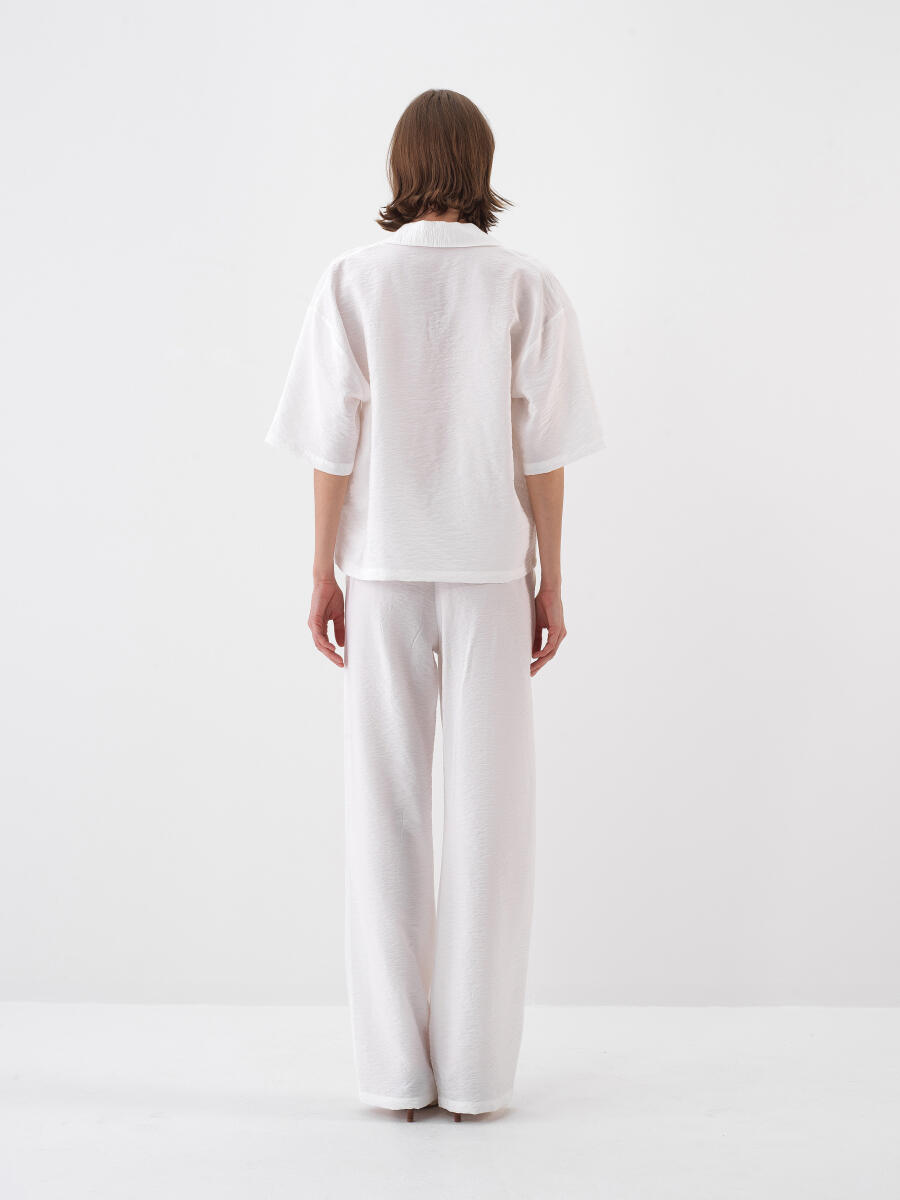Beyaz Oversize Pantolon - 5