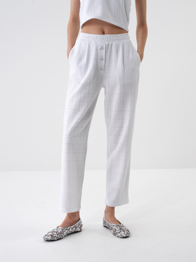 Beyaz Regular Fit Pamuklu Pantolon - Xint